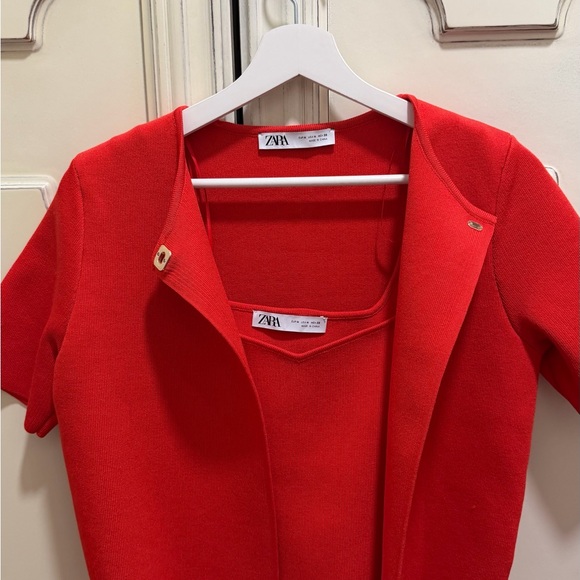Zara Set Red Short Sleeve Sweater and Tank Top - Picture 6 of 8
